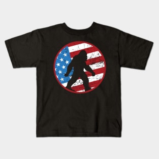 USA Patriot Bigfoot - Red White Blue Independence Sasquatch Kids T-Shirt